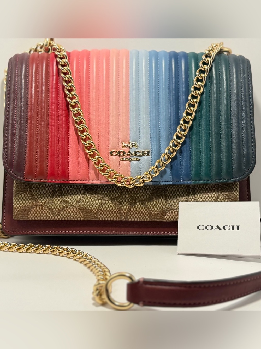 COACH | Bags | Klare Crossbody With Rainbow Linear Quilting